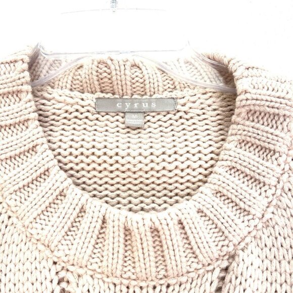 CRYUS Cable Knit Sweater Soft Pink Womens Size M Cabincore Beachy Oversized - Picture 10 of 10
